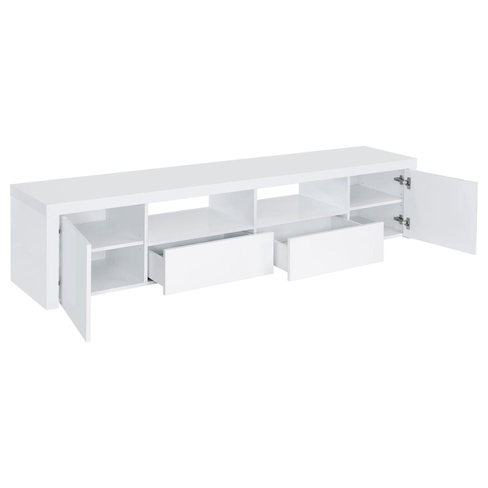 Jude 2-door 79" TV Stand With Drawers White High Gloss. Picture 2