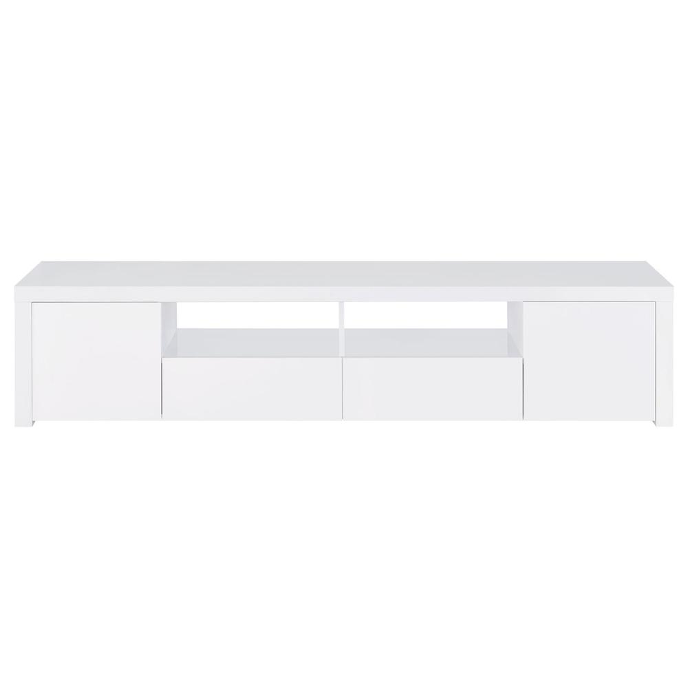 Jude 2-door 79" TV Stand With Drawers White High Gloss. Picture 3