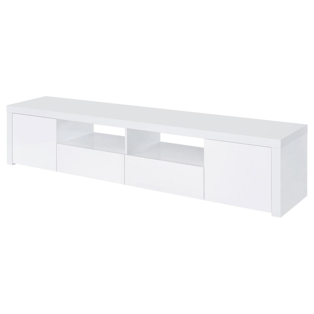 Jude 2-door 79" TV Stand With Drawers White High Gloss. Picture 4