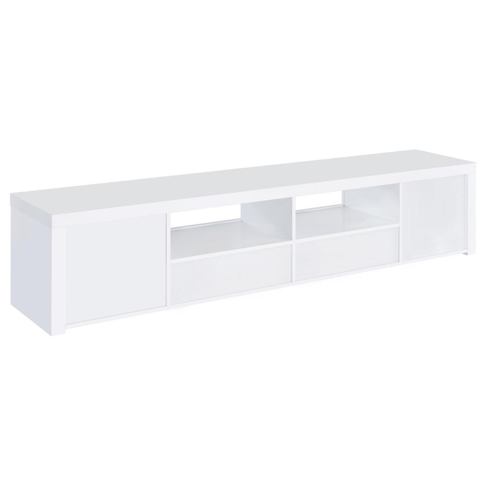 Jude 2-door 79" TV Stand With Drawers White High Gloss. Picture 6