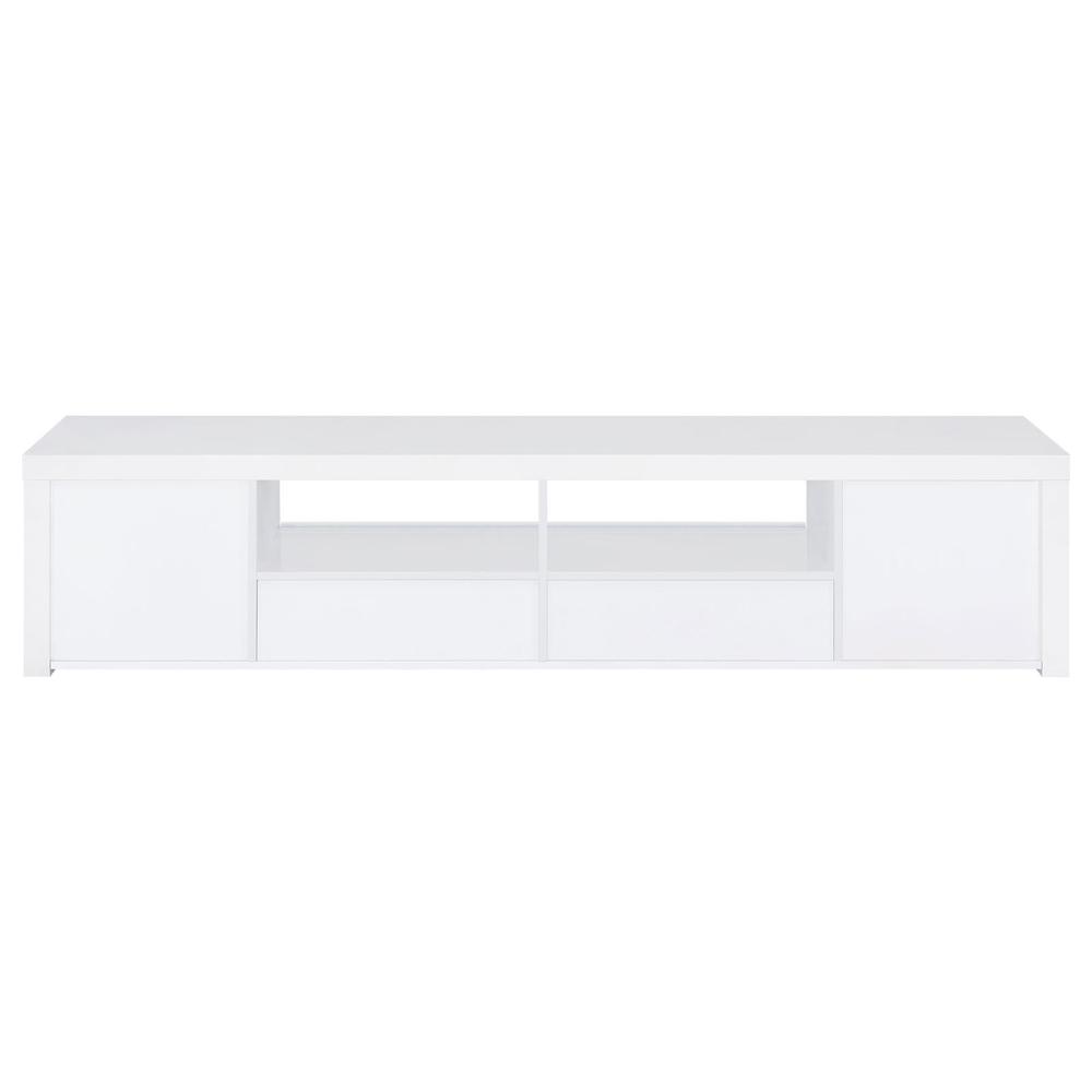 Jude 2-door 79" TV Stand With Drawers White High Gloss. Picture 7