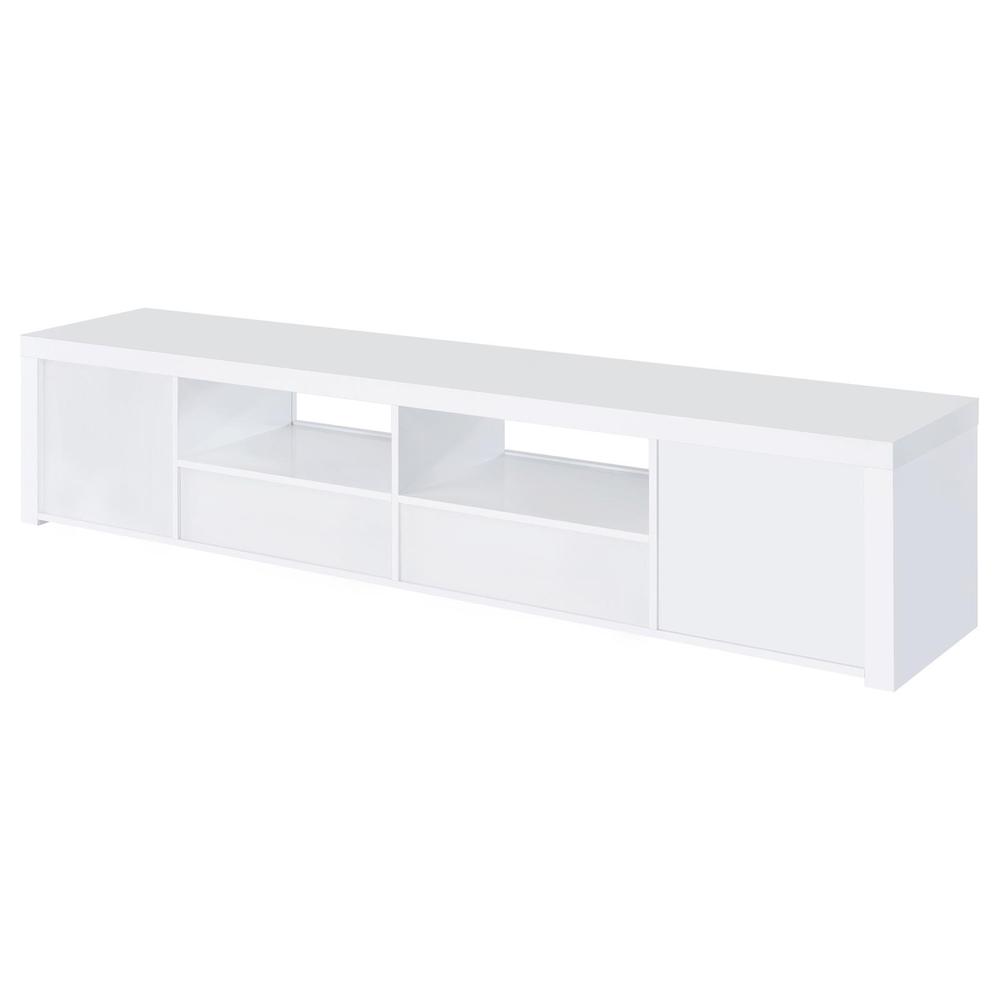 Jude 2-door 79" TV Stand With Drawers White High Gloss. Picture 8