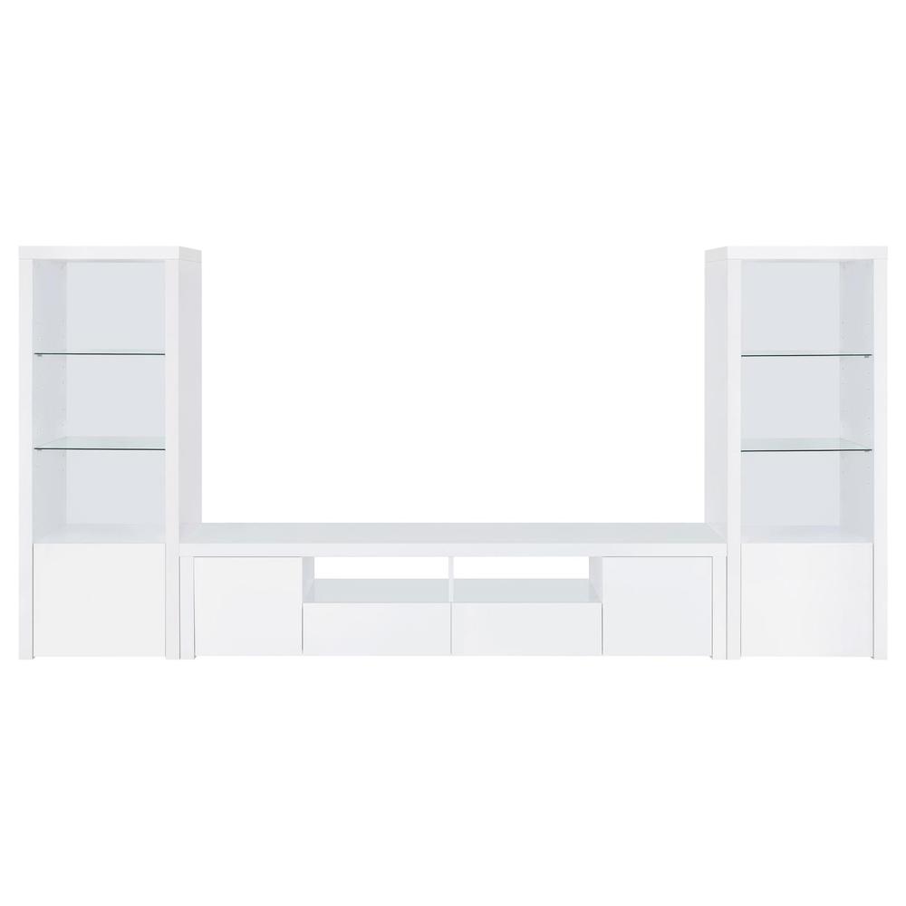 Jude 2-door 79" TV Stand With Drawers White High Gloss. Picture 10