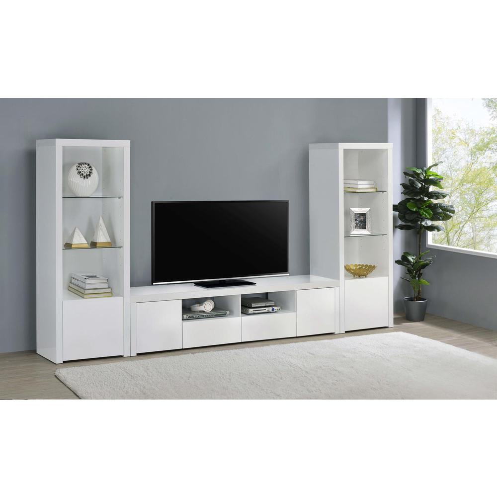 Jude 2-door 79" TV Stand With Drawers White High Gloss. Picture 13