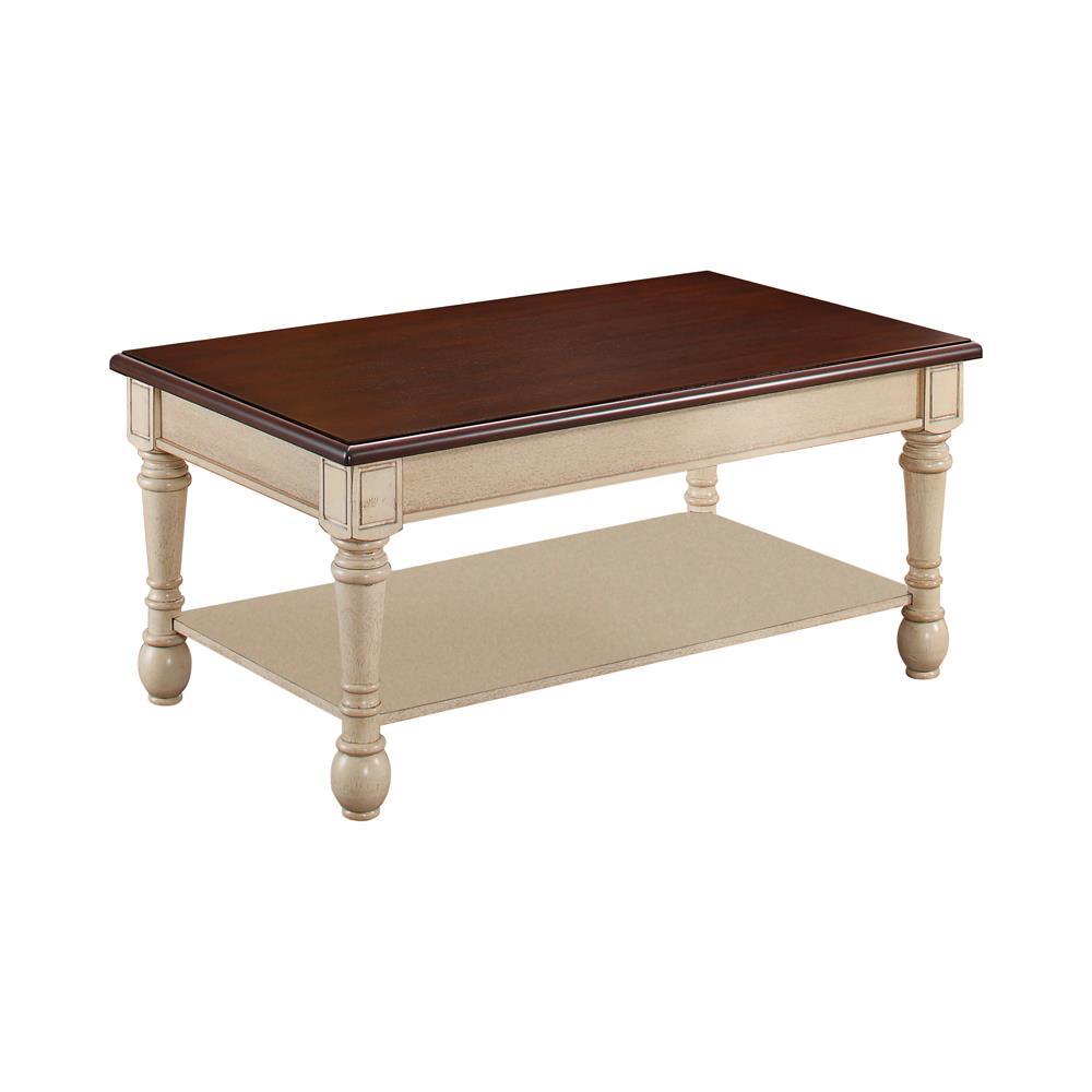 Layla Rectangular Coffee Table Dark Cherry and Antique White. Picture 2