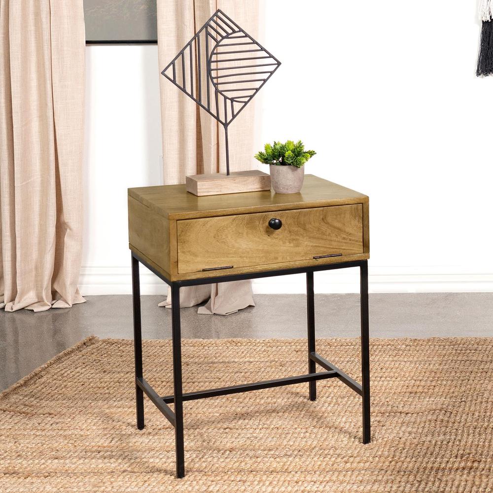 Stephie 1-drawer Rectangular End Table Honey Brown. Picture 14