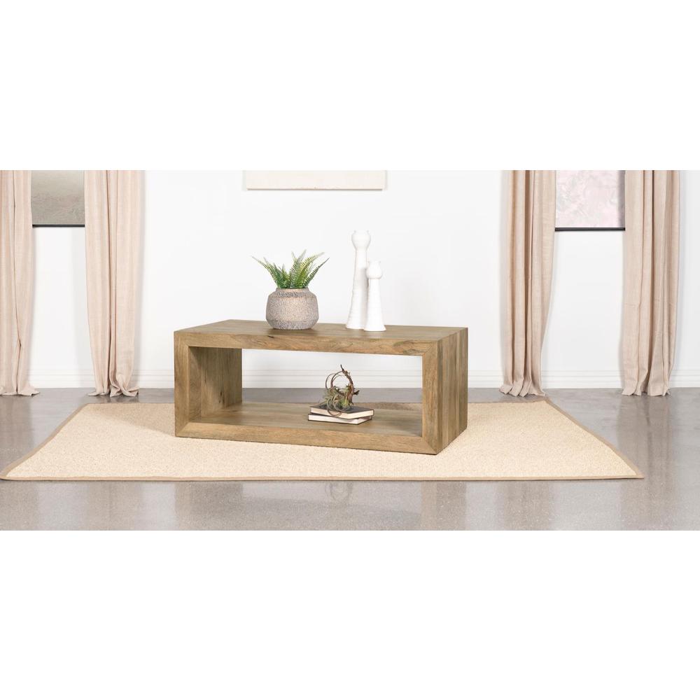 Benton Rectangular Solid Wood Coffee Table Natural. Picture 8