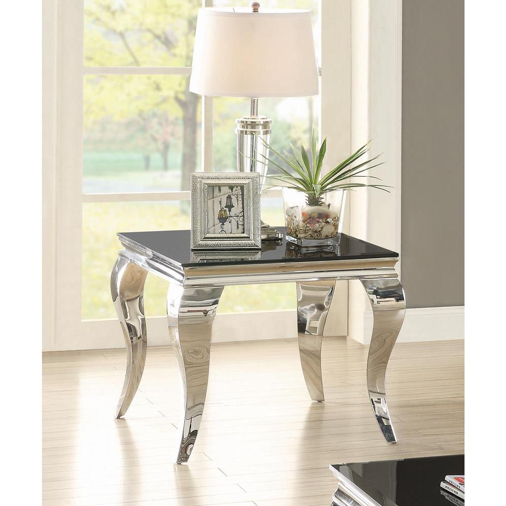 Carone Square End Table Chrome and Black. Picture 1
