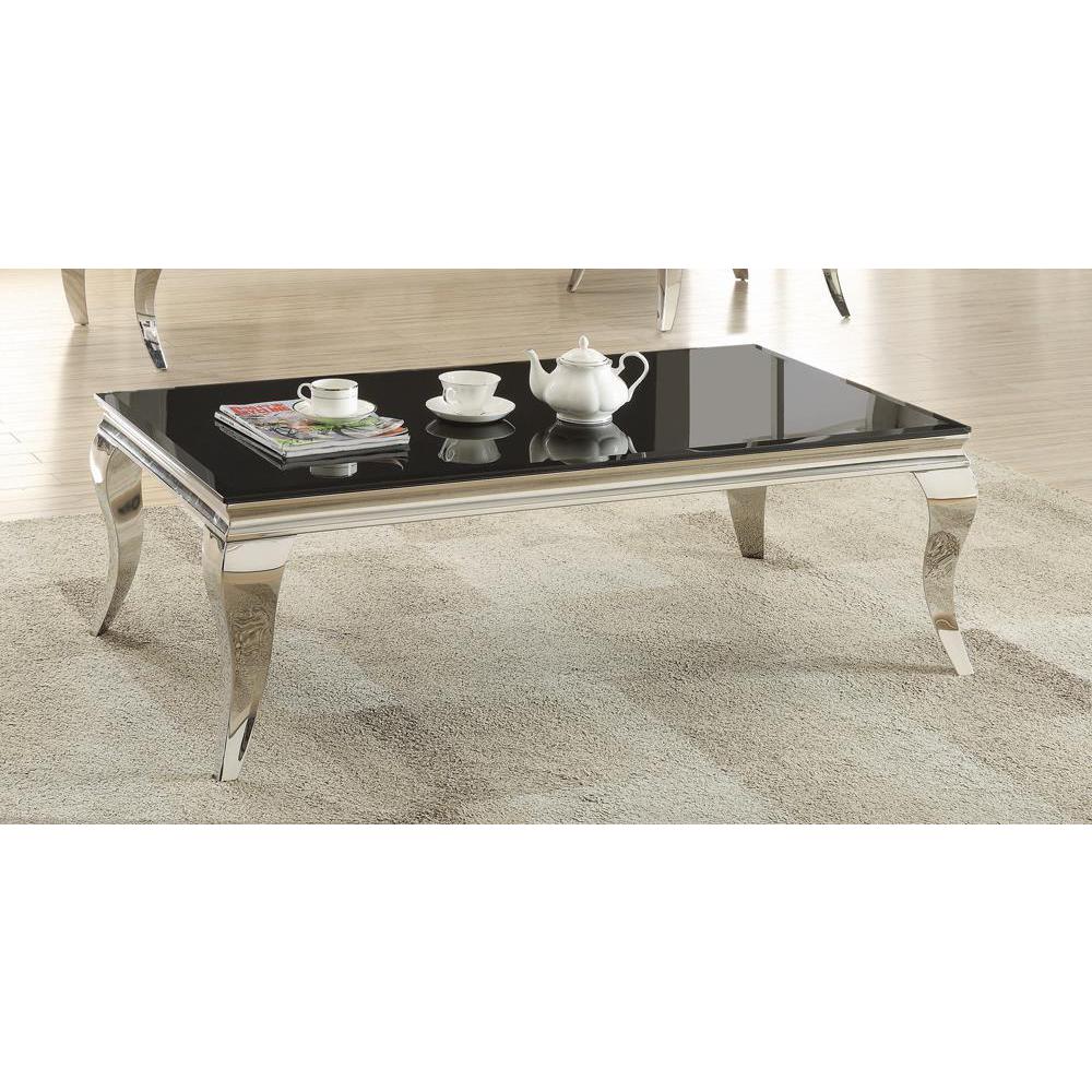 Carone Rectangular Coffee Table Chrome and Black. Picture 1