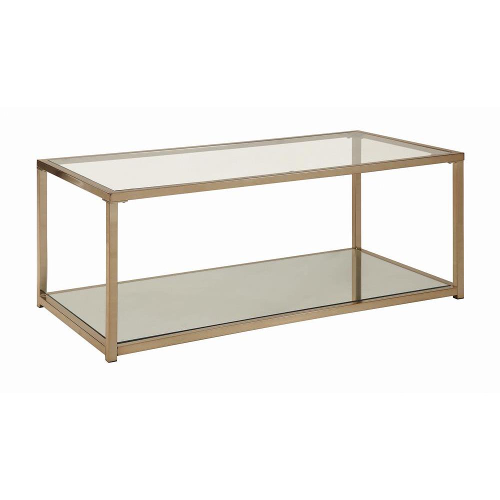 Cora Coffee Table with Mirror Shelf Chocolate Chrome. Picture 2