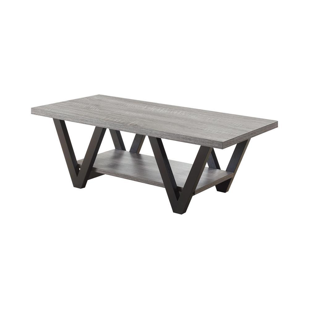 Stevens V-shaped Coffee Table Black and Antique Grey. Picture 2