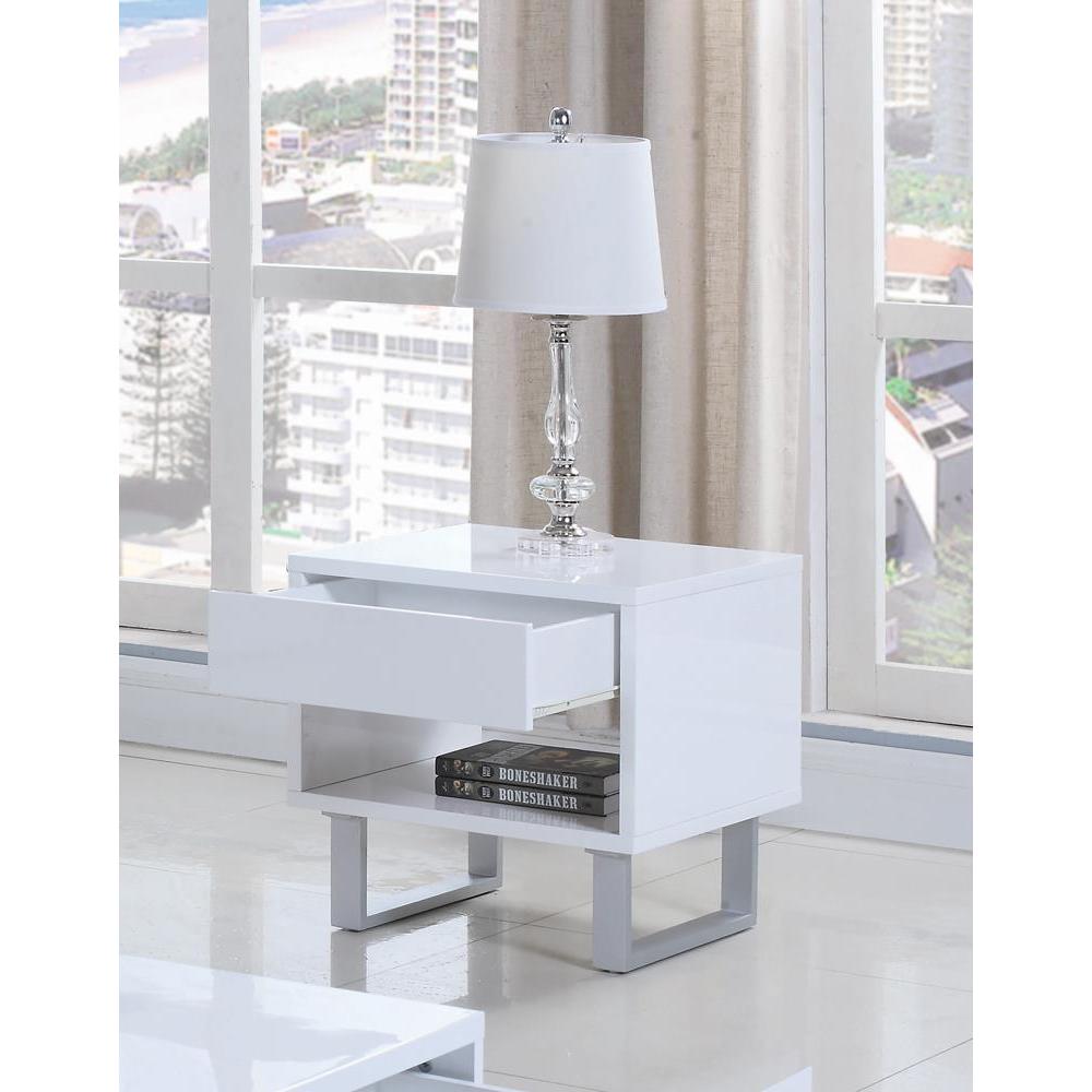 Atchison 1-drawer End Table High Glossy White. Picture 1