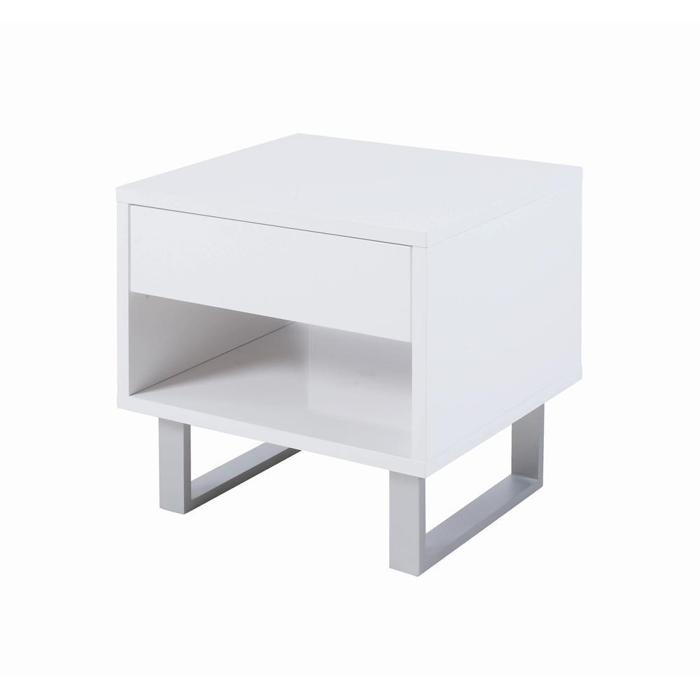 Atchison 1-drawer End Table High Glossy White. Picture 2