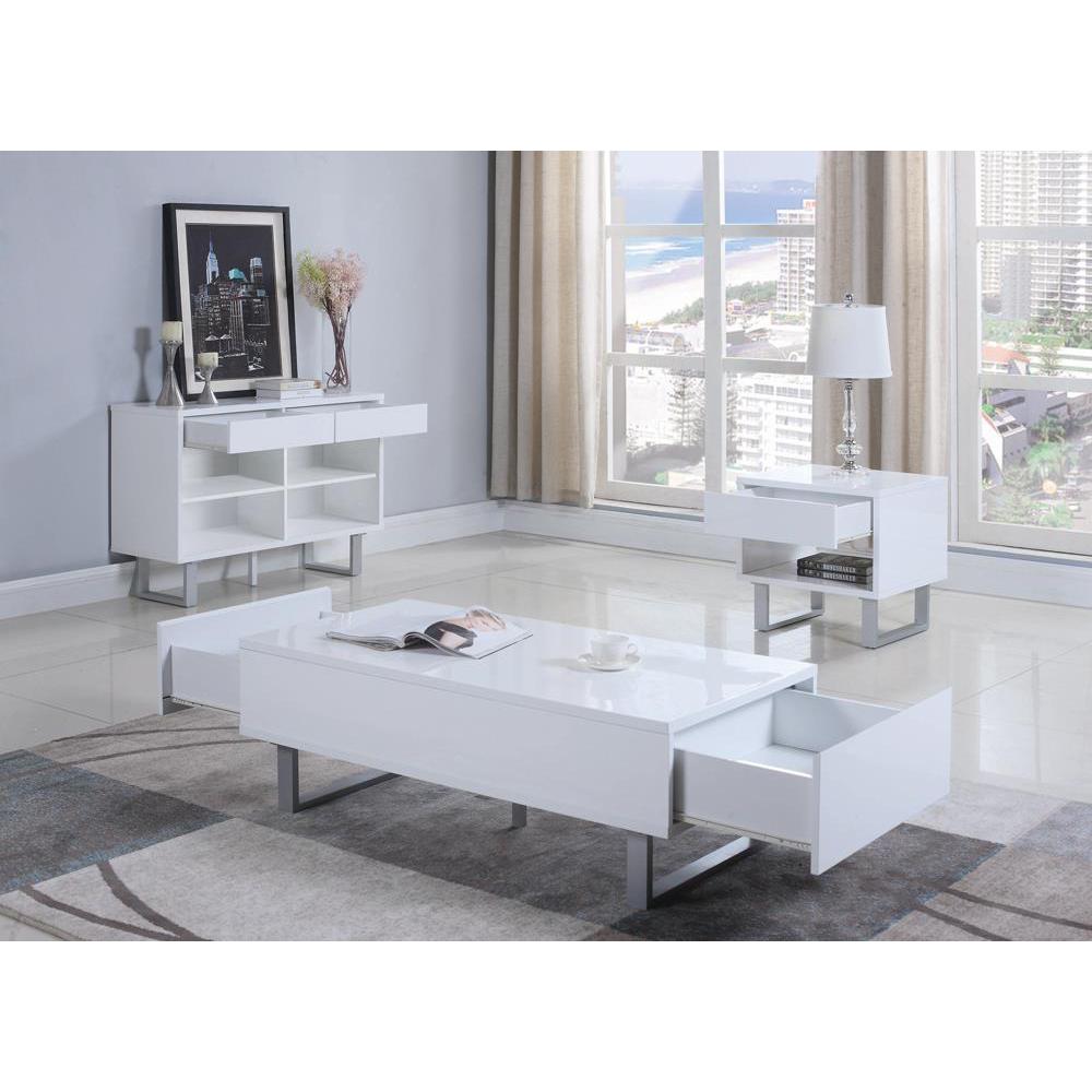 Atchison 1-drawer End Table High Glossy White. Picture 4