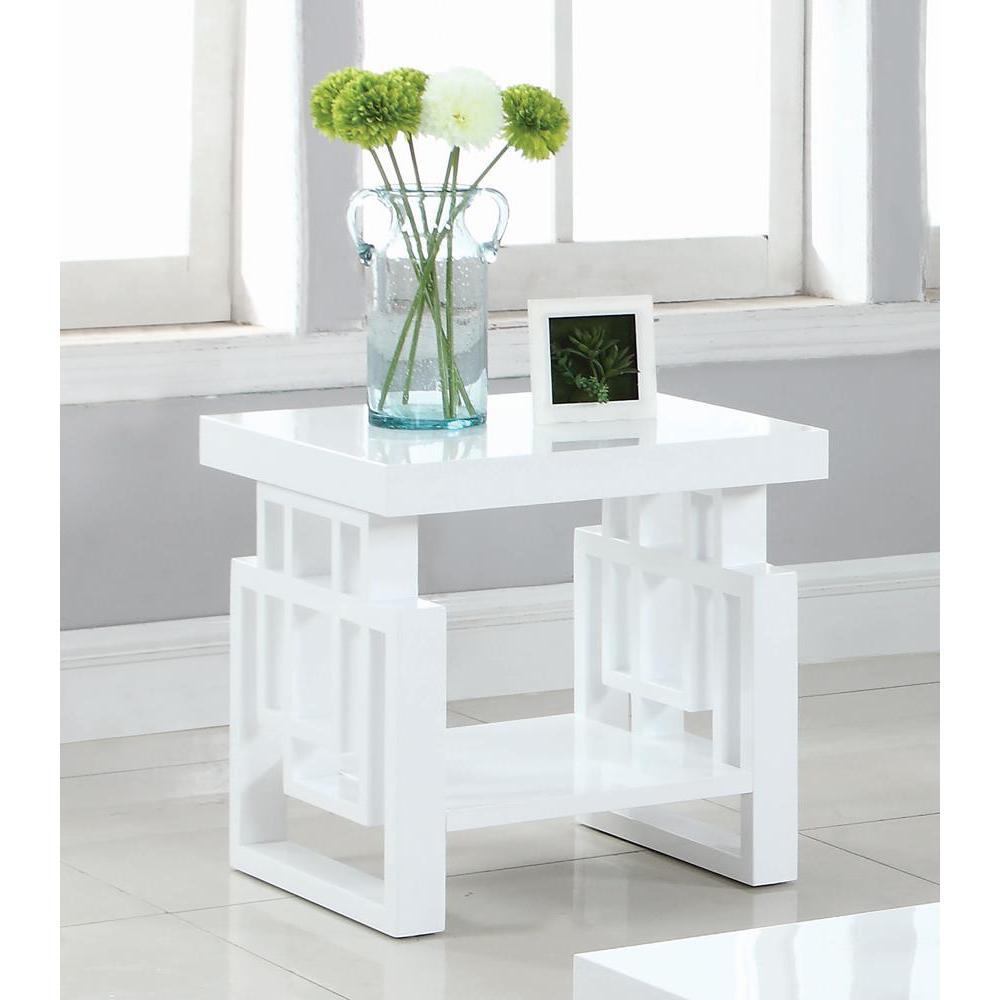 Schmitt Rectangular End Table High Glossy White. Picture 1