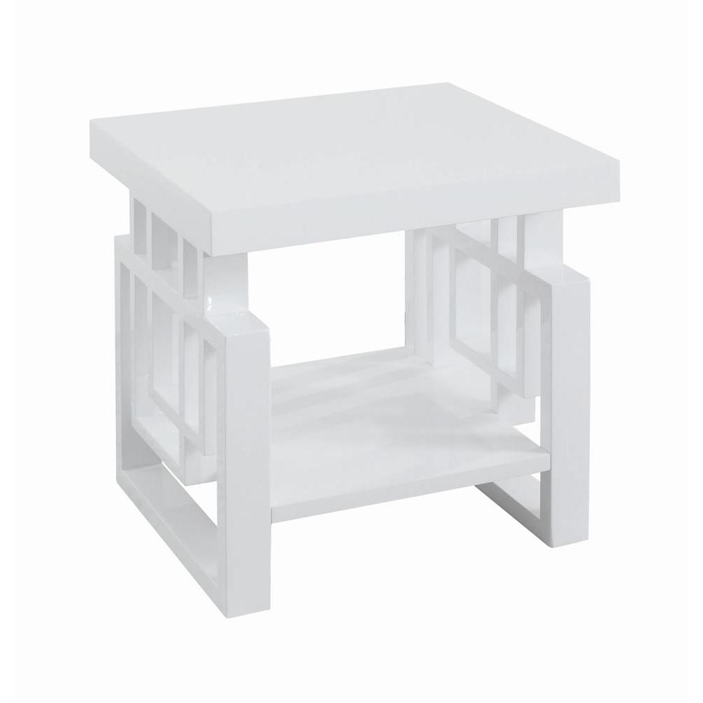 Schmitt Rectangular End Table High Glossy White. Picture 2