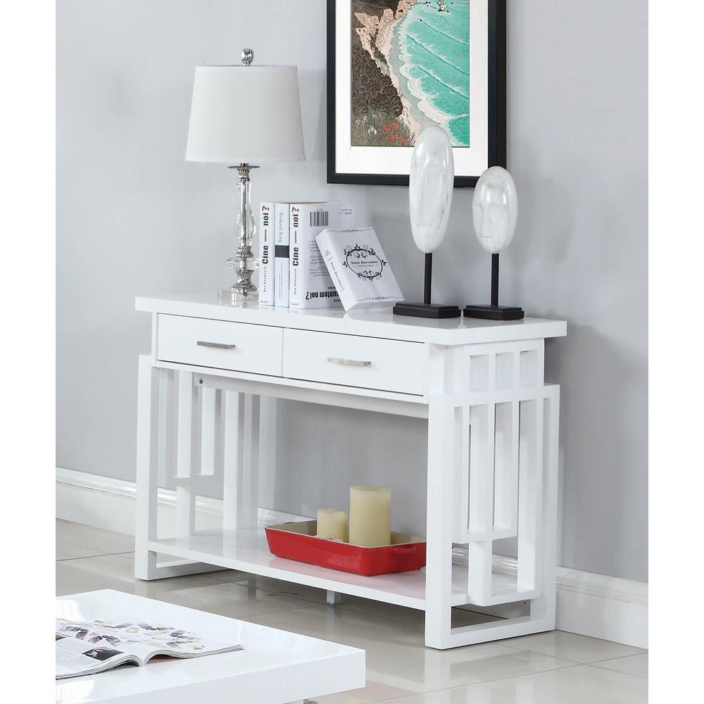Schmitt Rectangular 2-drawer Sofa Table High Glossy White. Picture 1