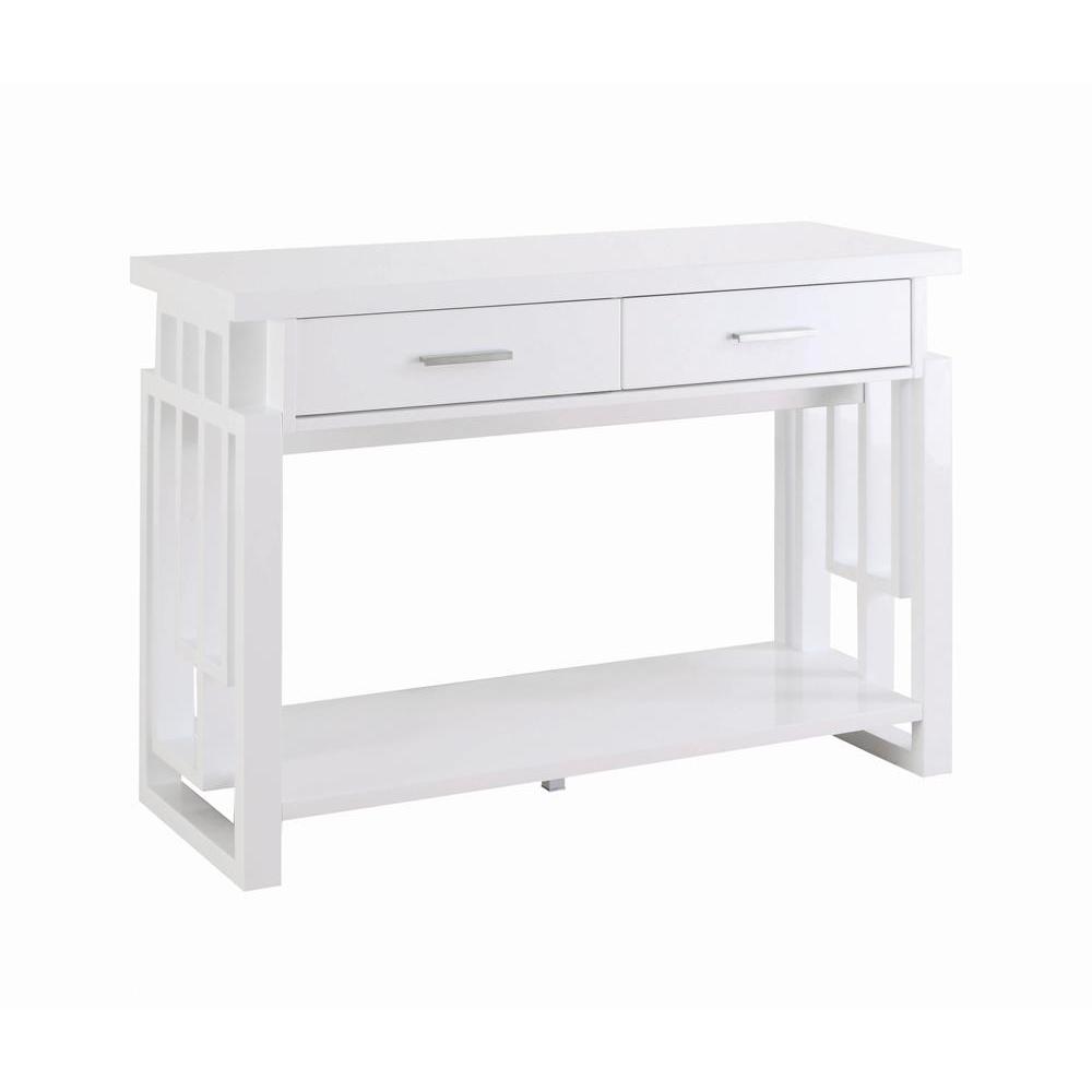 Schmitt Rectangular 2-drawer Sofa Table High Glossy White. Picture 2