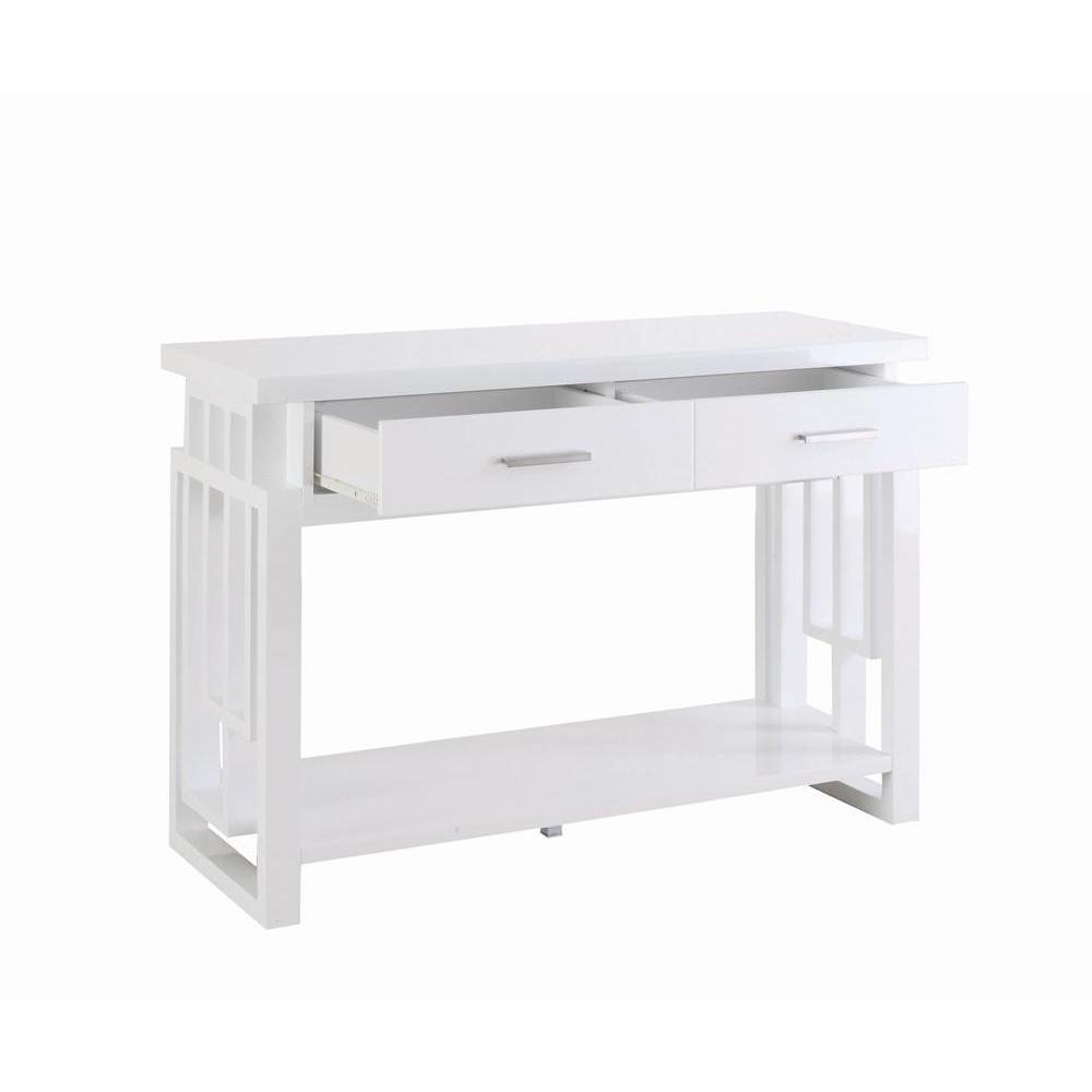Schmitt Rectangular 2-drawer Sofa Table High Glossy White. Picture 3