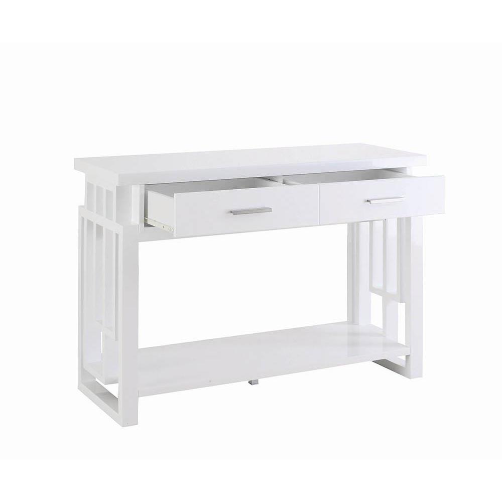 Schmitt Rectangular 2-drawer Sofa Table High Glossy White. Picture 4