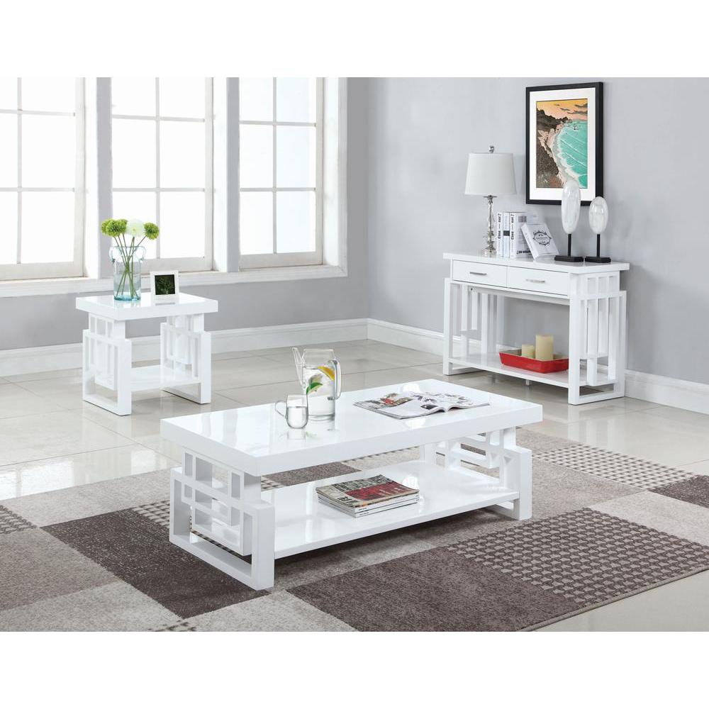 Schmitt Rectangular 2-drawer Sofa Table High Glossy White. Picture 5