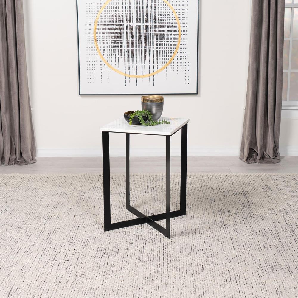 Tobin Square Marble Top End Table White and Black. Picture 8