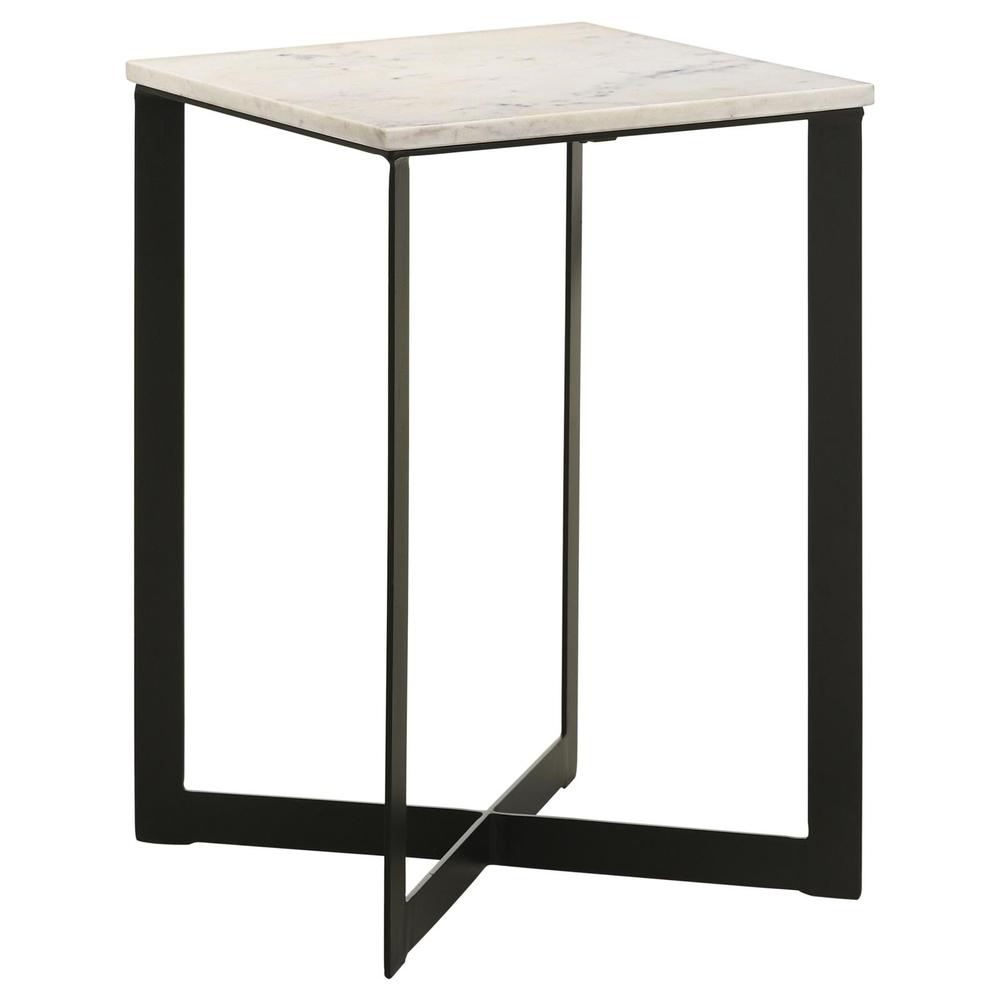 Tobin Square Marble Top End Table White and Black. Picture 1