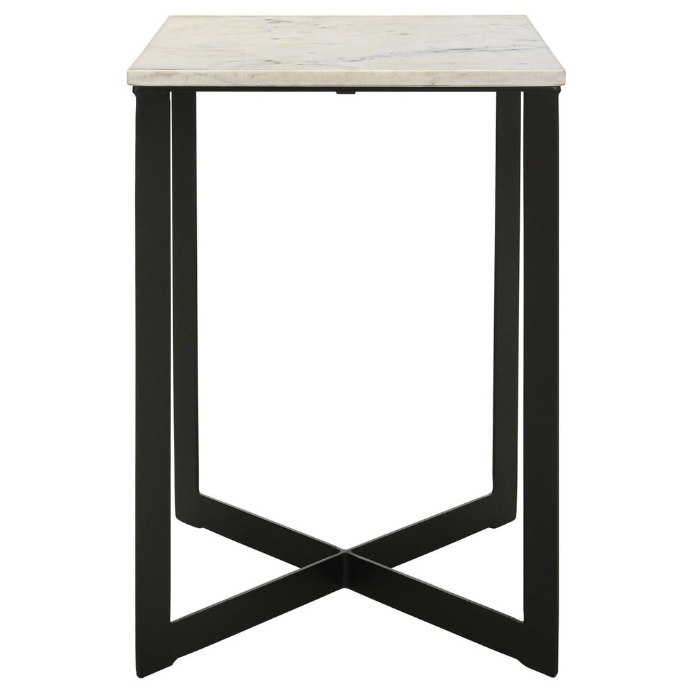 Tobin Square Marble Top End Table White and Black. Picture 2