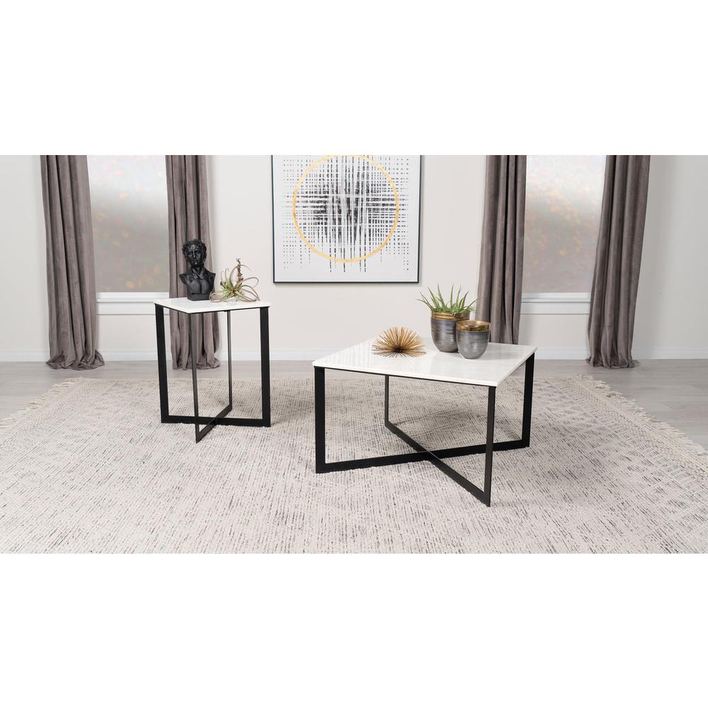 Tobin Square Marble Top End Table White and Black. Picture 7