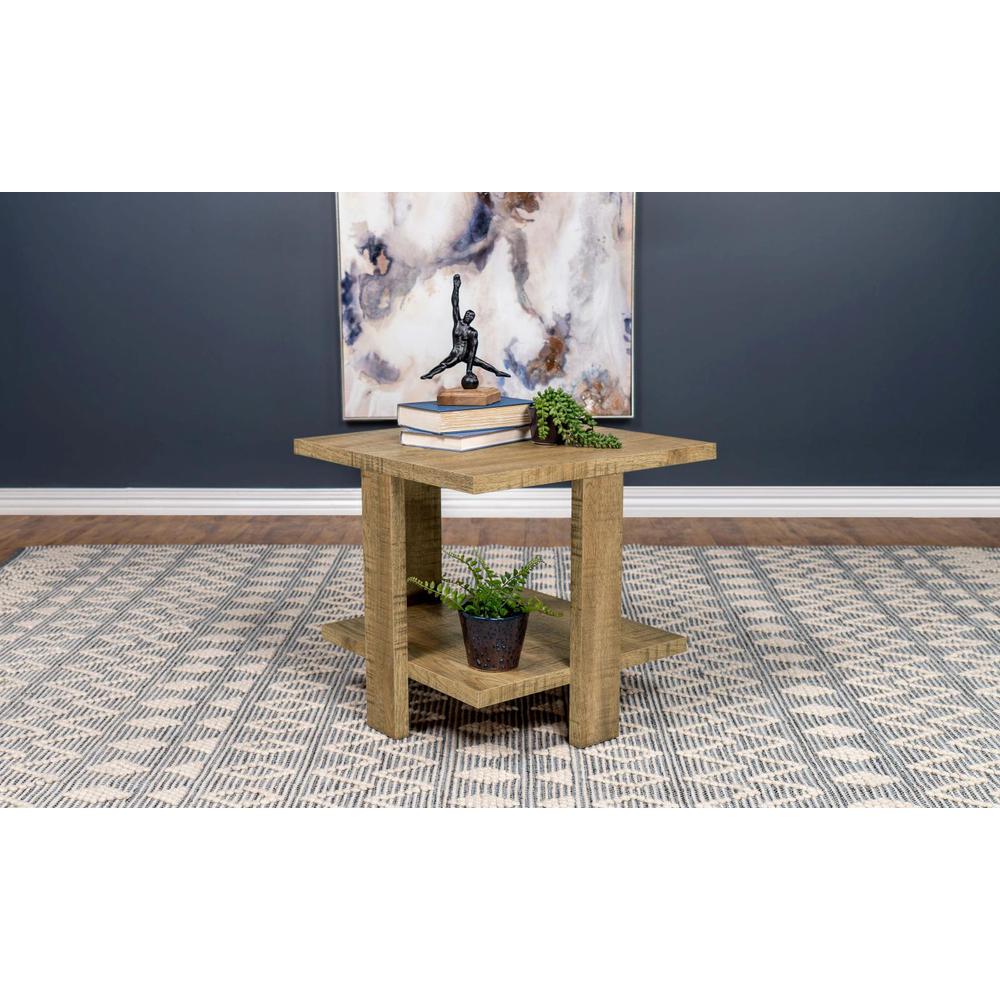 Dawn Square Engineered Wood End Table With Shelf Mango. Picture 7