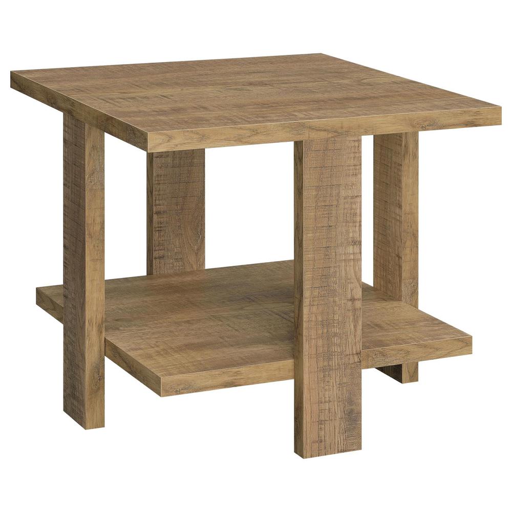 Dawn Square Engineered Wood End Table With Shelf Mango. Picture 1