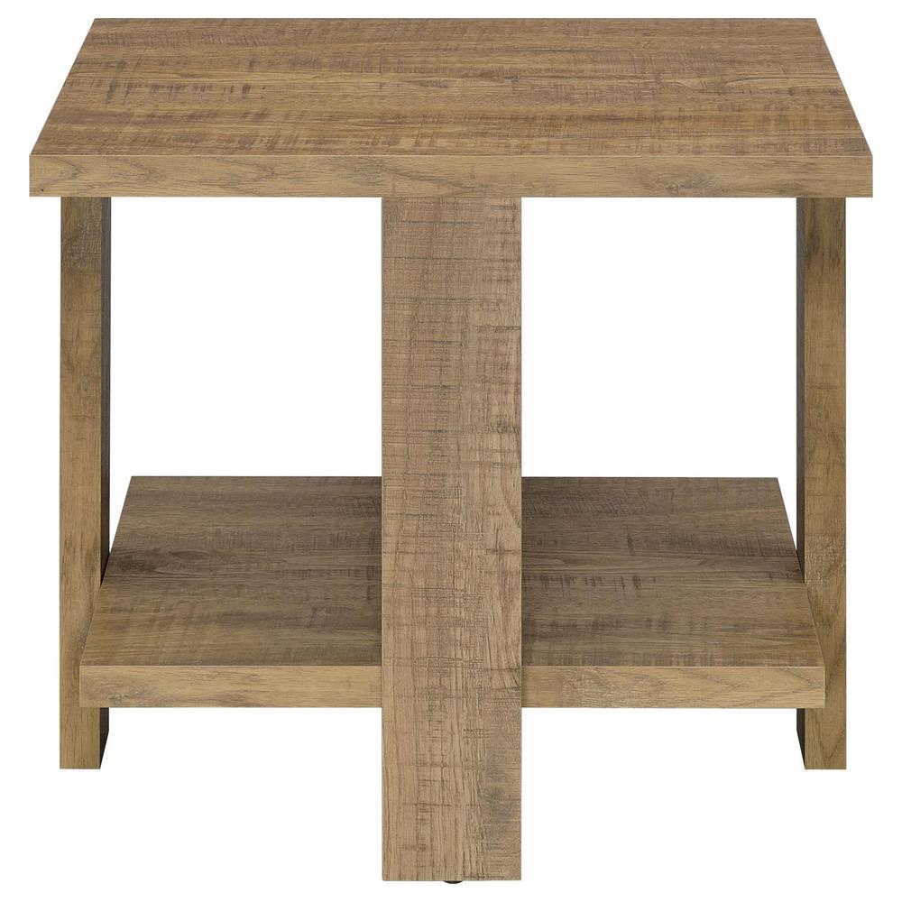 Dawn Square Engineered Wood End Table With Shelf Mango. Picture 2