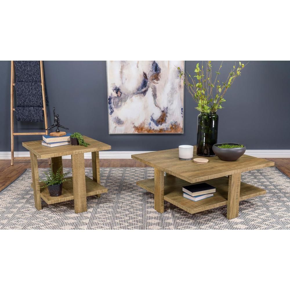 Dawn Square Engineered Wood Coffee Table With Shelf Mango. Picture 6