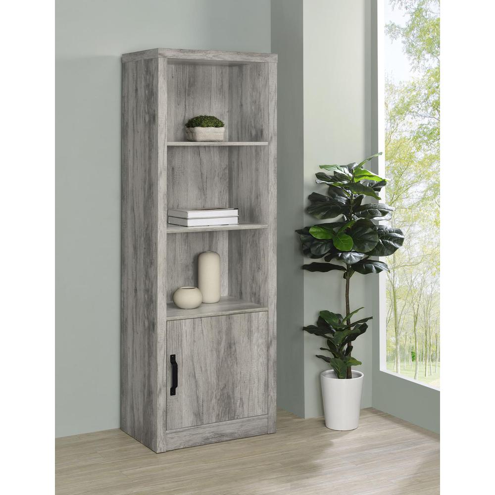 Burke 3-shelf Media Tower With Storage Cabinet Grey Driftwood. Picture 1