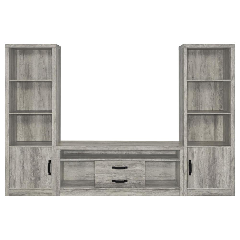 Burke 3-shelf Media Tower With Storage Cabinet Grey Driftwood. Picture 10
