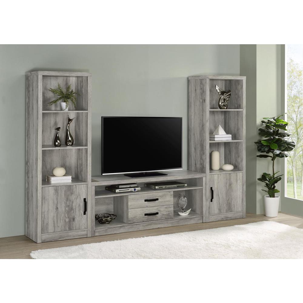 Burke 3-shelf Media Tower With Storage Cabinet Grey Driftwood. Picture 11
