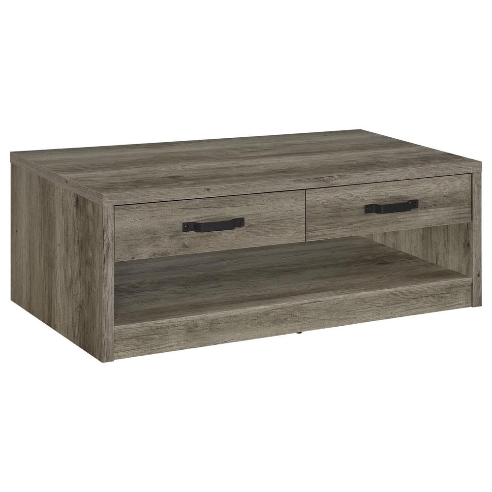 Felix 2-drawer Rectangular Engineered Wood Coffee Table Grey Driftwood. Picture 1