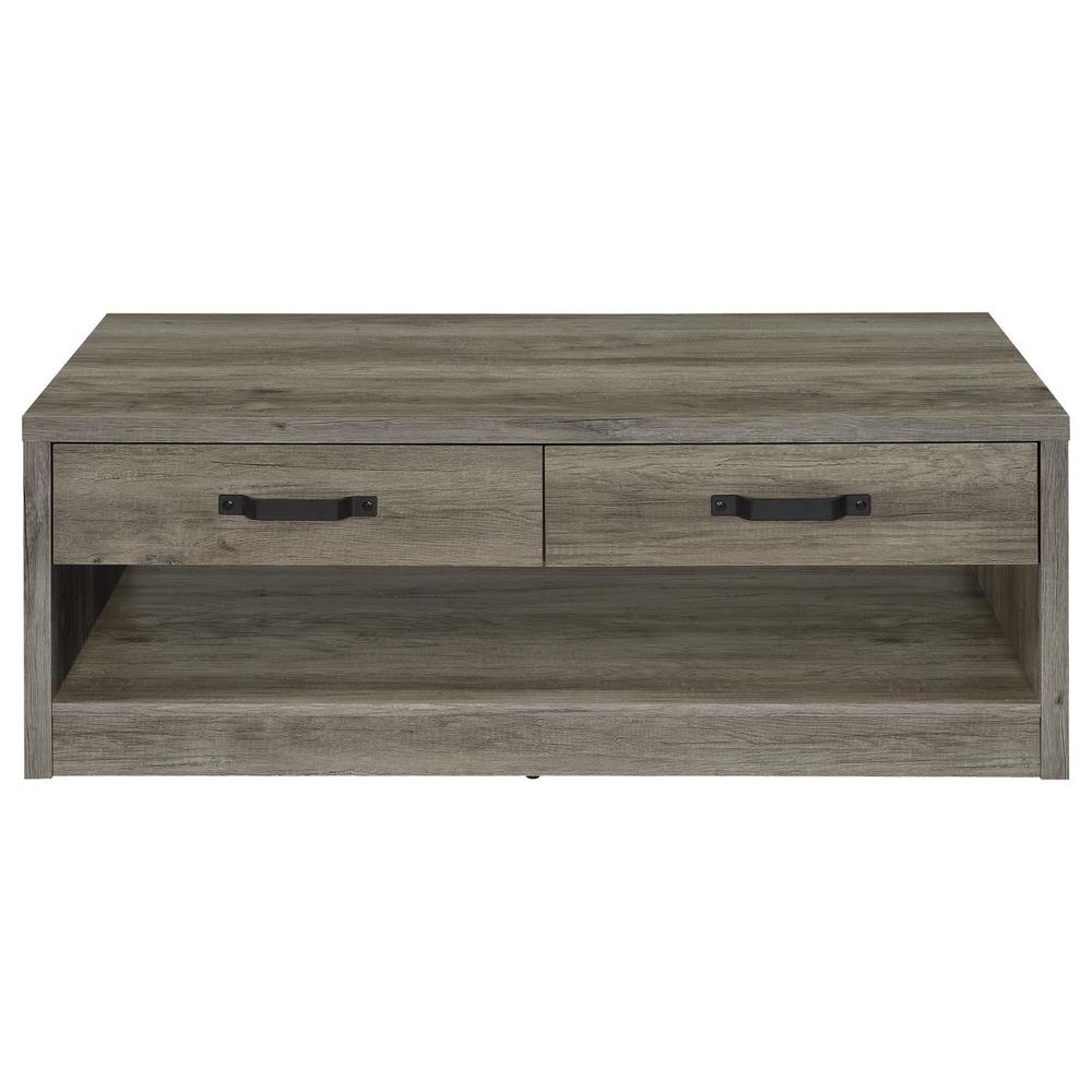 Felix 2-drawer Rectangular Engineered Wood Coffee Table Grey Driftwood. Picture 3