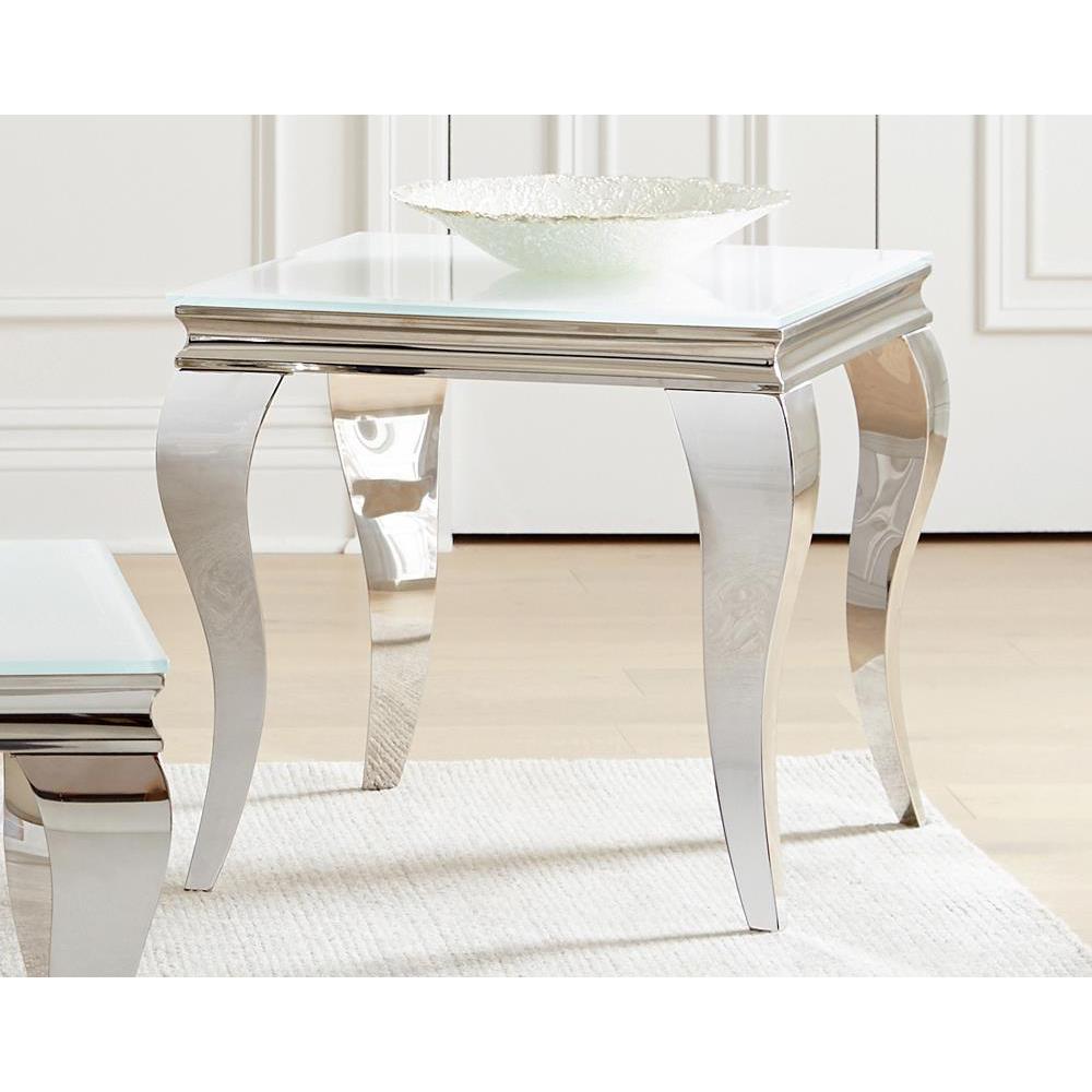 Carone Square End Table White and Chrome. Picture 1