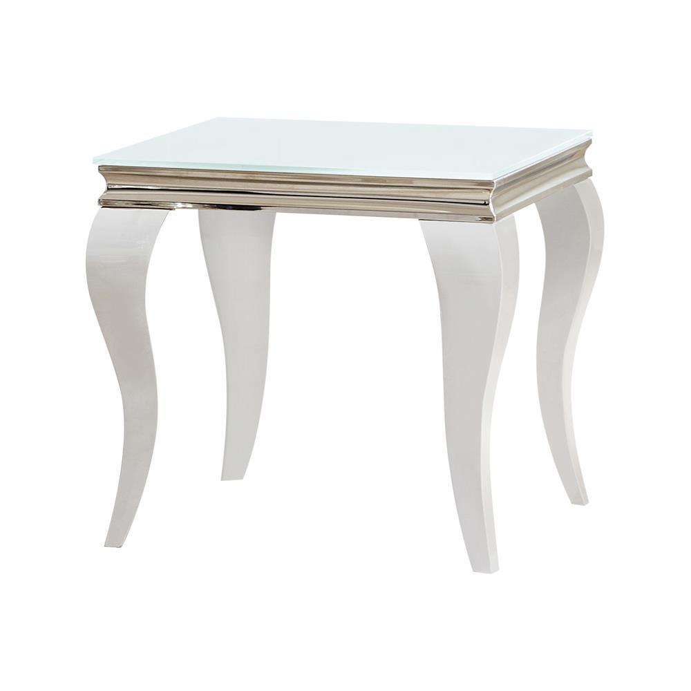 Carone Square End Table White and Chrome. Picture 2