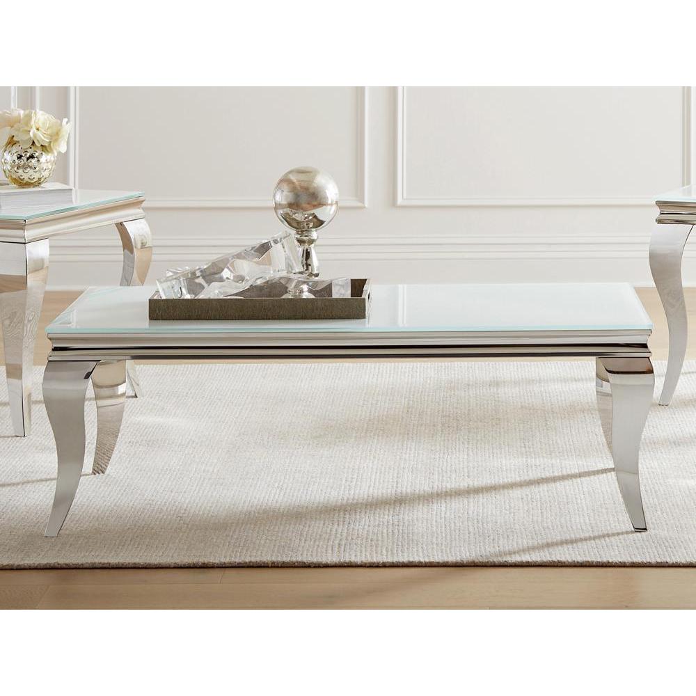 Carone Rectangle Coffee Table White and Chrome. Picture 1