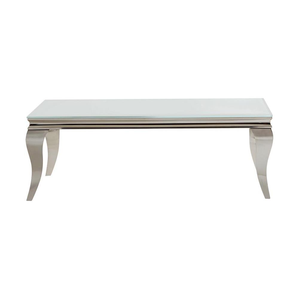 Carone Rectangle Coffee Table White and Chrome. Picture 2