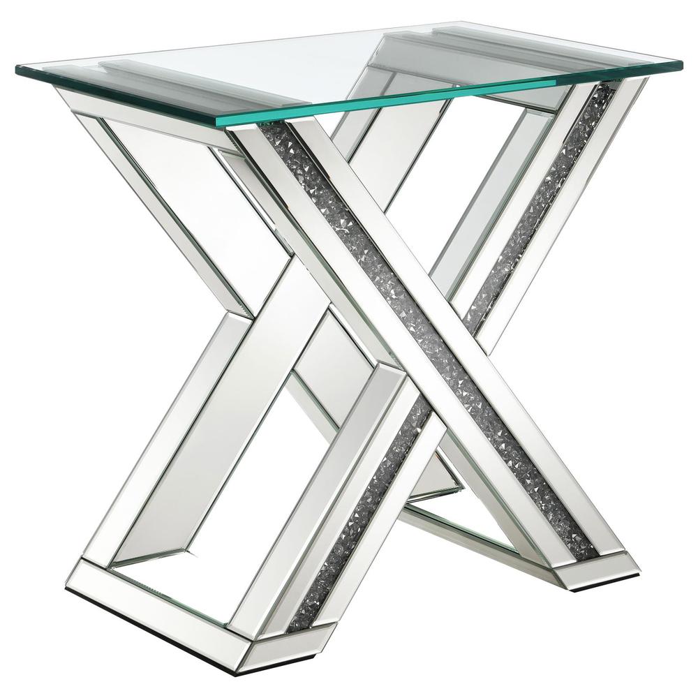 Bonnie X-base Rectangle Glass Top End Table Mirror. Picture 2