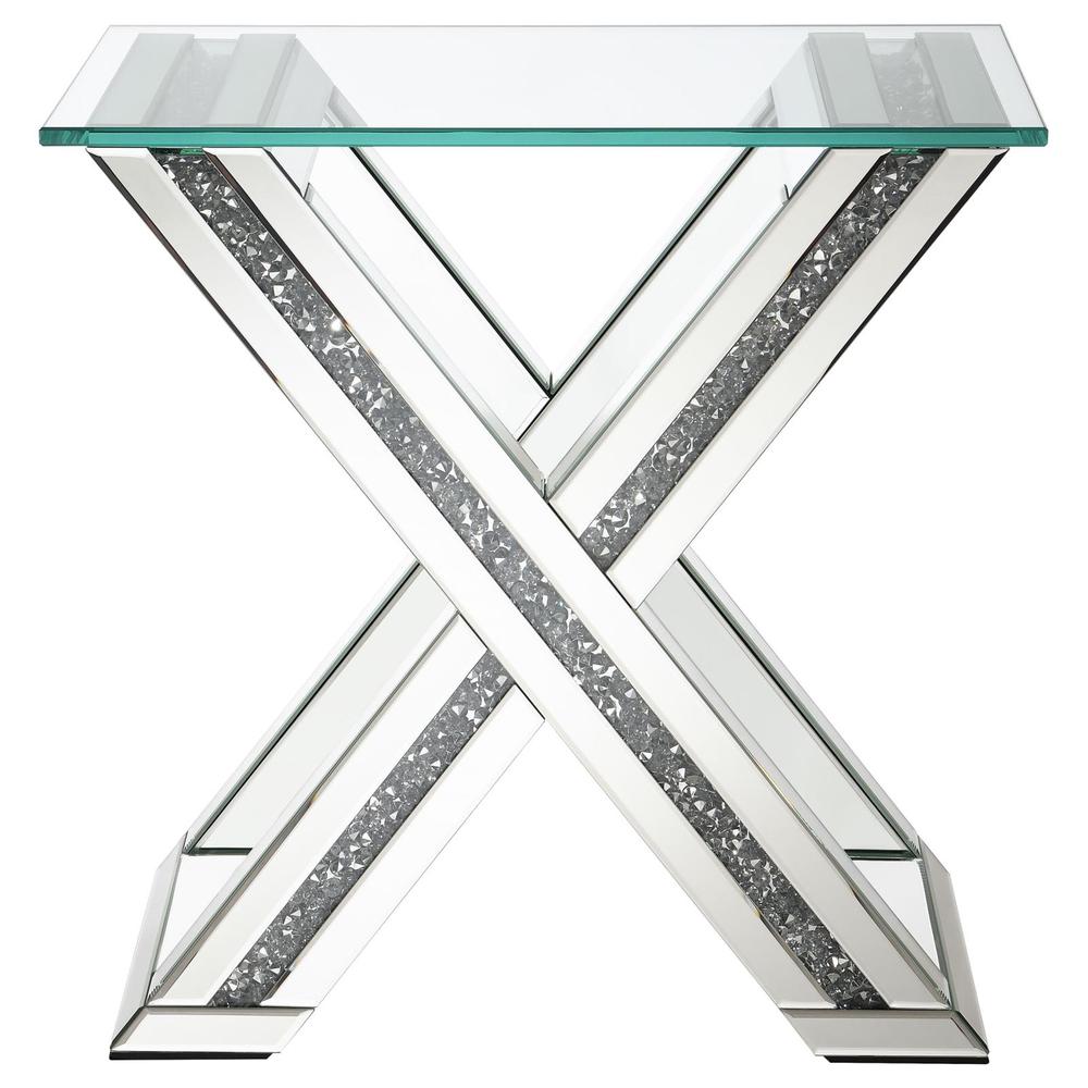 Bonnie X-base Rectangle Glass Top End Table Mirror. Picture 3