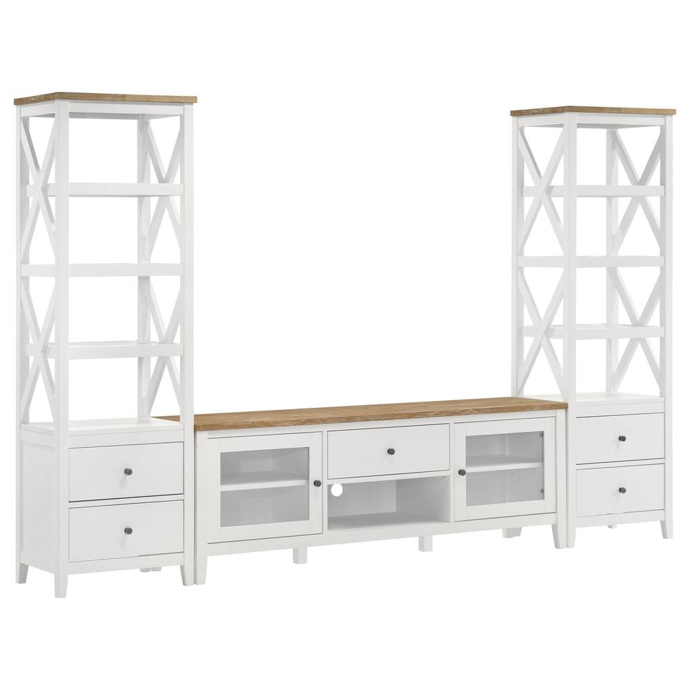 Angela 2-door Wooden 67" TV Stand Brown and White. Picture 12