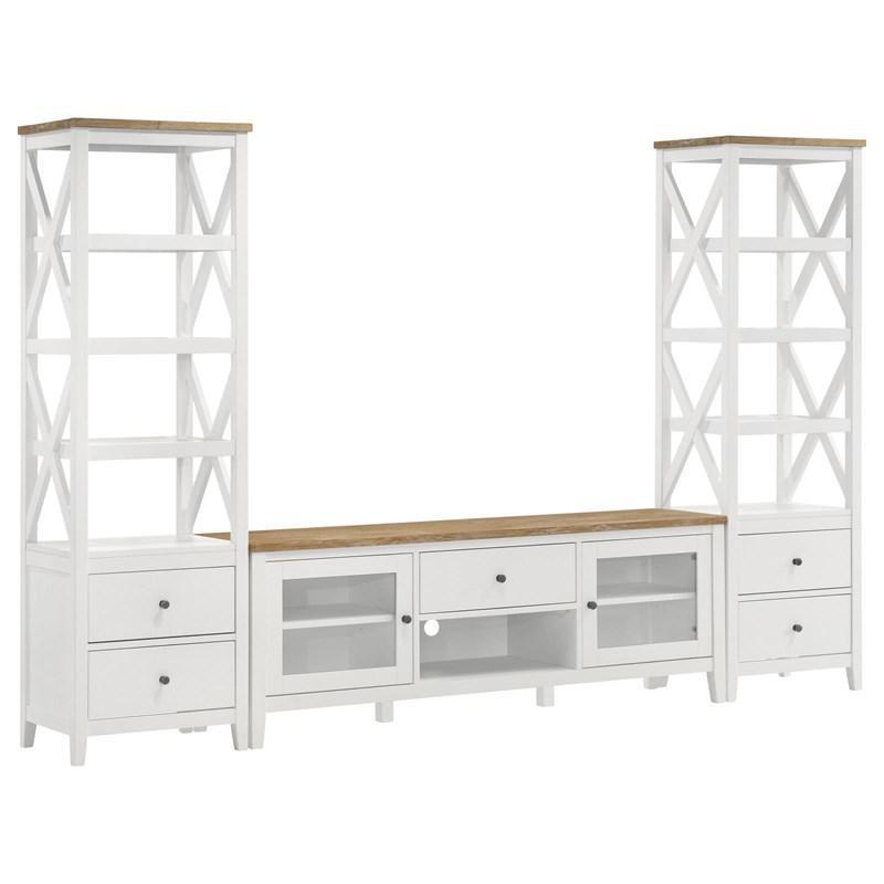 Angela 3-piece Entertainment Center With 67" TV Stand Brown and White. Picture 1