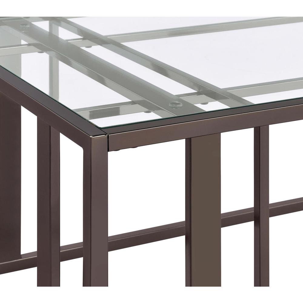Adri Rectangular Glass Top Coffee Table Clear and Black Nickel. Picture 9
