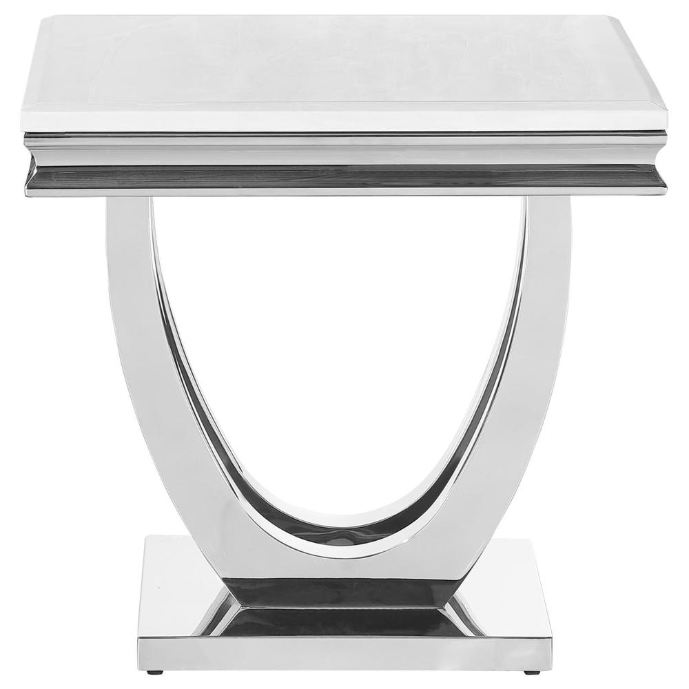 Kerwin U-base Square End Table White and Chrome. Picture 3