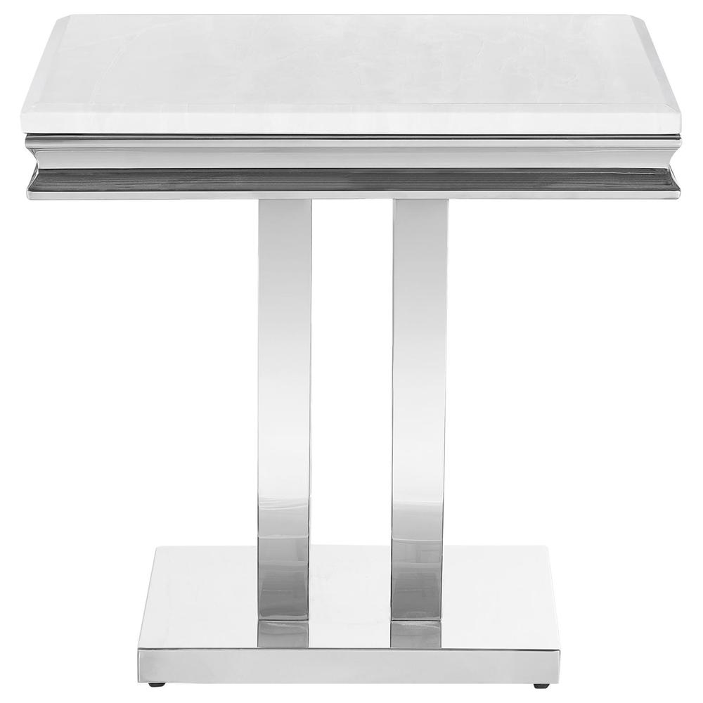 Kerwin U-base Square End Table White and Chrome. Picture 4