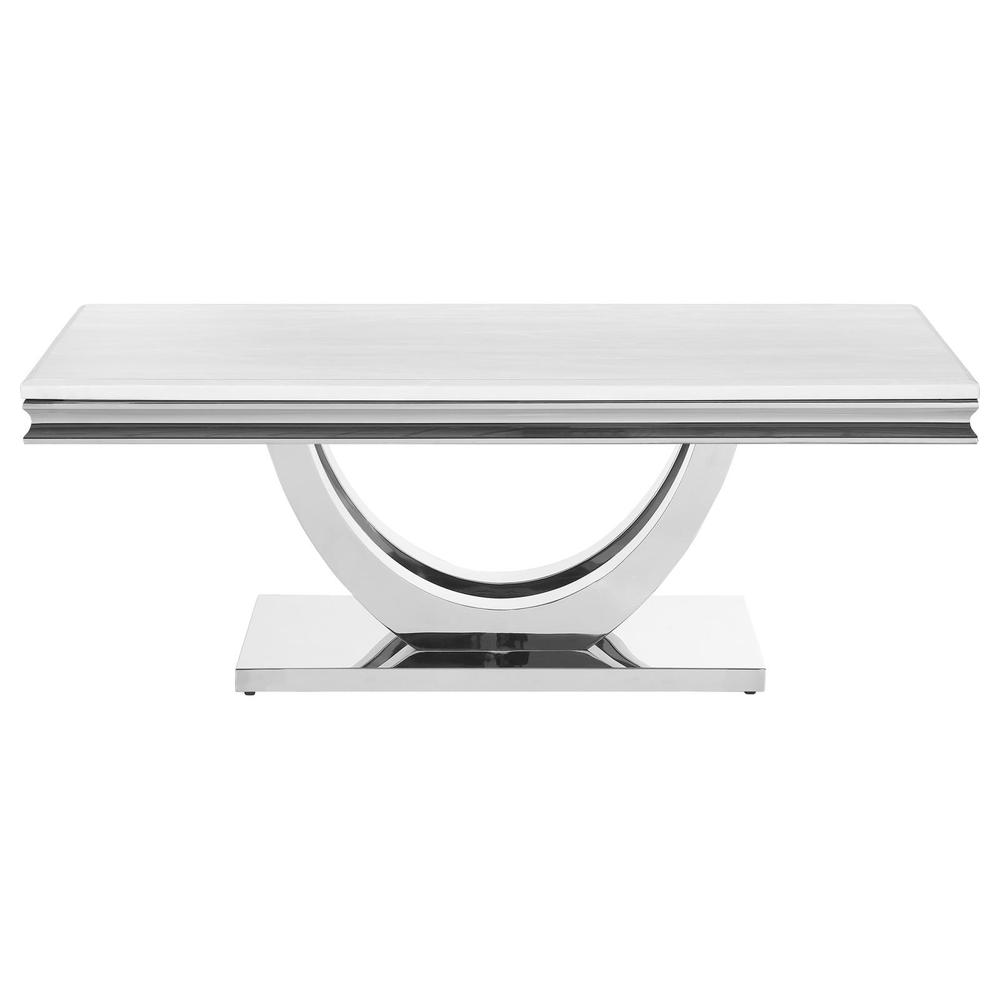 Kerwin U-base Rectangle Coffee Table White and Chrome. Picture 3